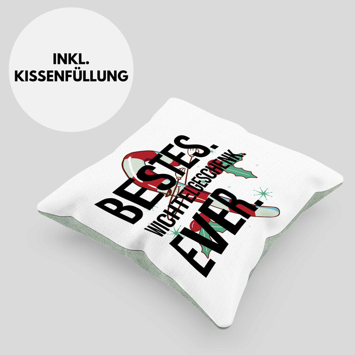 Schrott-Wichtelgeschenk für Frauen Kollegen Geschenk Wichteln Weihnachten Bestes Wichtelgeschenk Ever geschenkidee SchrottwichtelnKissen mit Füllung 40x40 (Grau) Grün Trendation