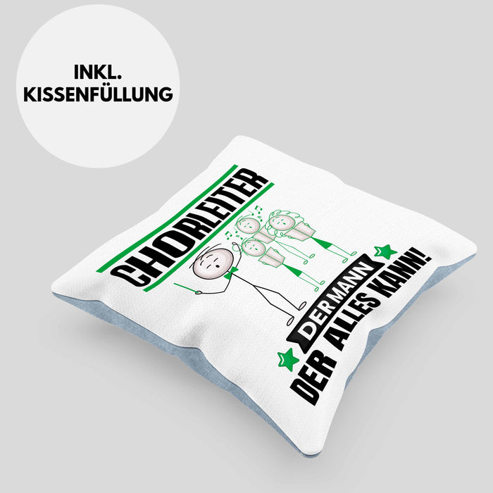 Chorleiter Kissen mit Füllung 40x40 Geschenk für Chorleiter Der Mann Der Alles Kann Geschenkidee zum Geburtstag (Grau) Blau Trendation