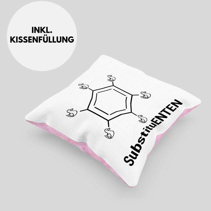 Chemie Kissen mit Füllung 40x40 SubstituENTEN Chemiker Witz Organische Chemie Ente Kaffee Geschenkidee (Grau) Rosa Trendation