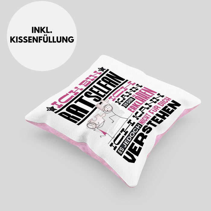Rätselfan Geschenk Kaffee-Kissen mit Füllung 40x40 Geschenkidee für Rätselfan Ich Bin Rätselfan Ich Kann Es Dir Erklären Jedoch Nicht Für Dich Verstehen Spruch Lustig (Grau) Rosa Trendation