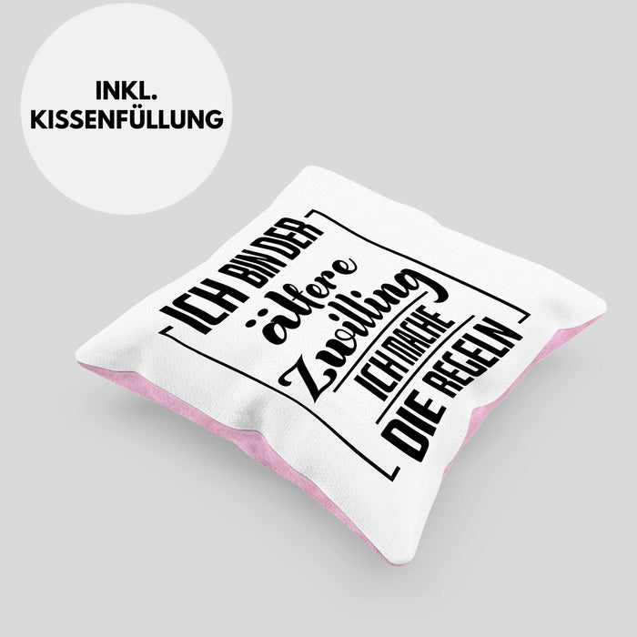 Lustige Kissen mit Füllung 40x40 für ältere Zwillinge Lustiges Geschenk mit Spruch (Grau) Rosa Trendation