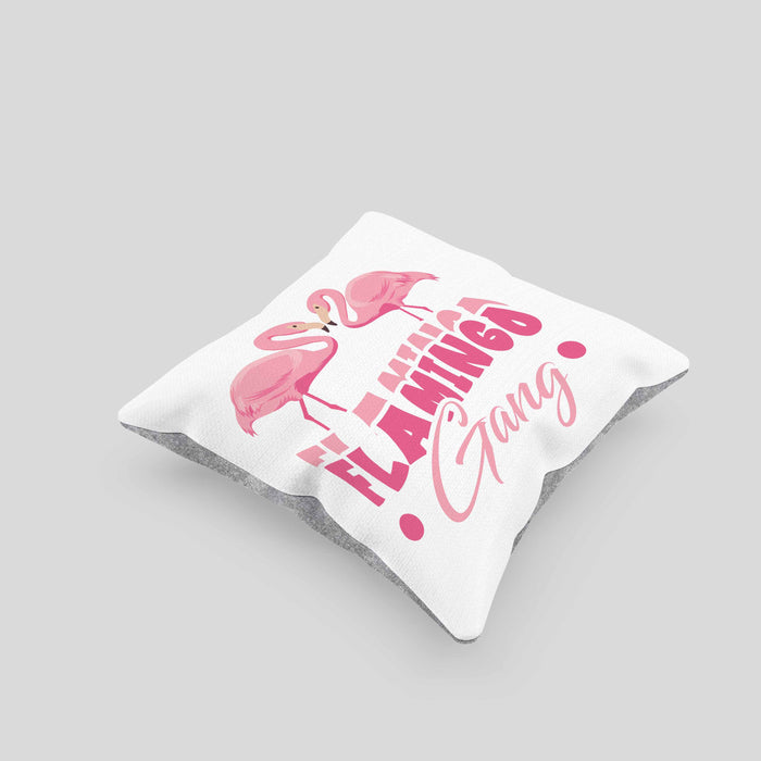 Flamingo Gang Kissen mit Füllung 40x40 Geschenkidee Pinke Flamingos JGA (Grau) Grau Trendation