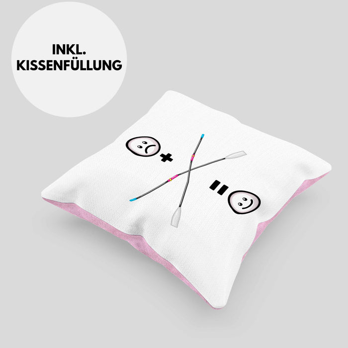 Rudern Kissen mit Füllung 40x40 Geschenk für Ruderer Lustige Geschenkidee :( + Rudern = :) Geburtstag (Grau) Rosa Trendation