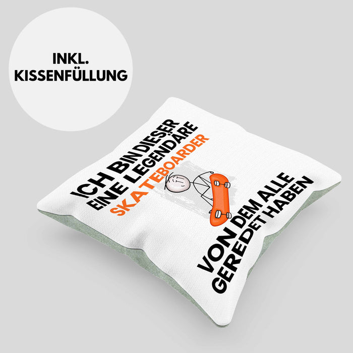 Skateboarder Geschenk Kissen mit Füllung 40x40 Lustige Geschenkidee Geburtstag für Skateboarder Ich Bin Dieser Legendäre Skateboarder Von Dem Alle Geredet Haben (Grau) Grün Trendation