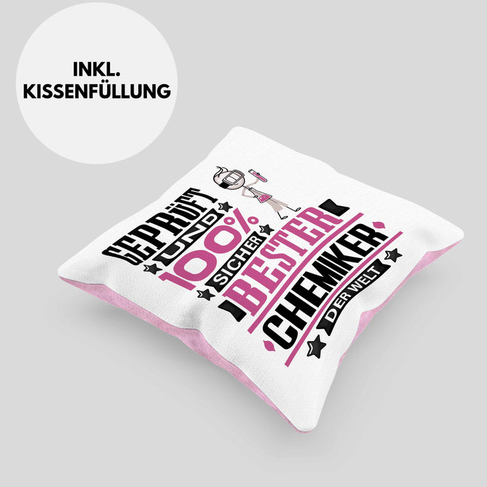 Chemiker Geschenk Lustiger Spruch für Chemiker Geschenkidee Bester Chemiker Der WeltKissen mit Füllung 40x40 (Grau) Rosa Trendation