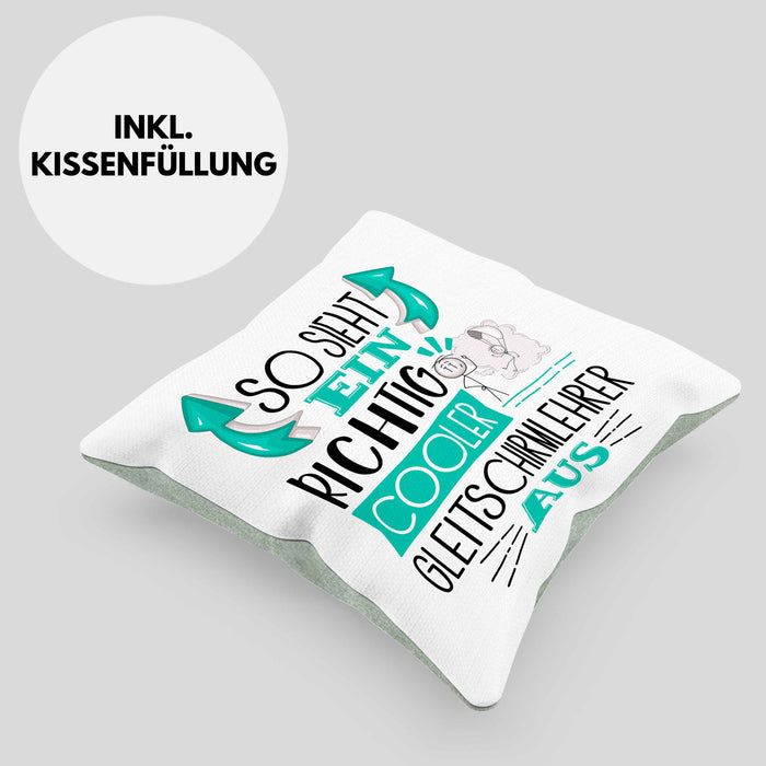 So Sieht Ein Richtig Cooler Gleitschirmlehrer Aus Kissen mit Füllung 40x40 Geschenk für Gleitschirmlehrer Geburtstag Geschenkdiee (Grau) Grün Trendation