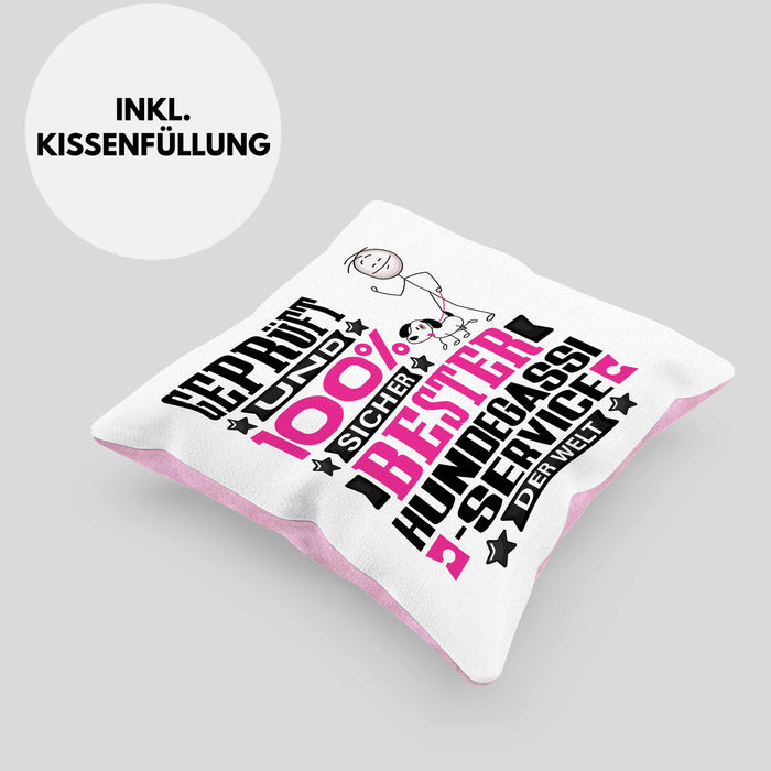 Hundegassi-Service Geschenk Lustiger Spruch für Hundegassi-Service Geschenkidee Bester Hundegassi-Service Der WeltKissen mit Füllung 40x40 (Grau) Rosa Trendation