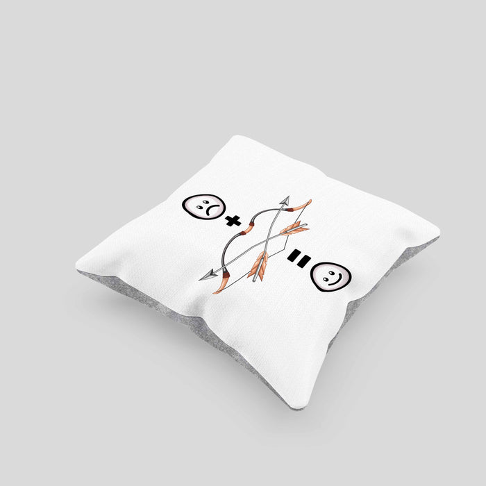 Pfeil und Bogen Kissen mit Füllung 40x40 Geschenk für Bogenschütze :( + Pfeil & Bogen = :) Lustige Geschenkidee Geburtstag (Grau) Grau Trendation