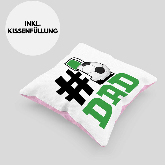 Fußball-Trainer Fußballer Nummer 1 Dad Vater Kissen mit Füllung 40x40 Geschenk Fußball Papa Geschenkidee Bester Papa Der Welt Vatertag Lustige Geschenkidee (Grau) Rosa Trendation