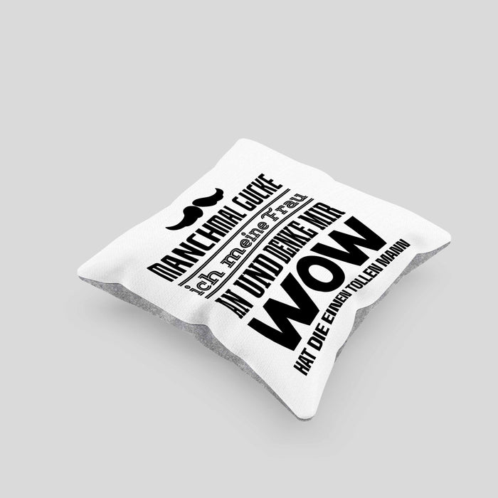 Ehefrau Ehemann Kissen mit Füllung 40x40 mit Spruch Lustiges Geschenk Frau Männer Toller Mann (Grau) Grau Trendation
