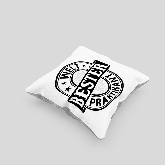 Praktikant Kissen mit Füllung 40x40 Geschenk Lustiger Spruch Welt Bester Praktikant (Grau) Grau Trendation