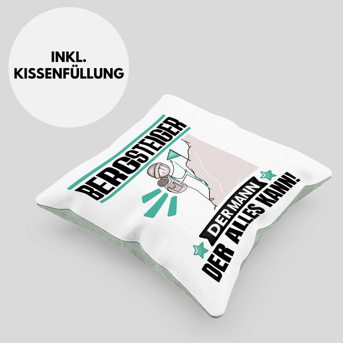 Bergsteiger Kissen mit Füllung 40x40 Geschenk für Bergsteiger Der Mann Der Alles Kann Geschenkidee zum Geburtstag (Grau) Grün Trendation