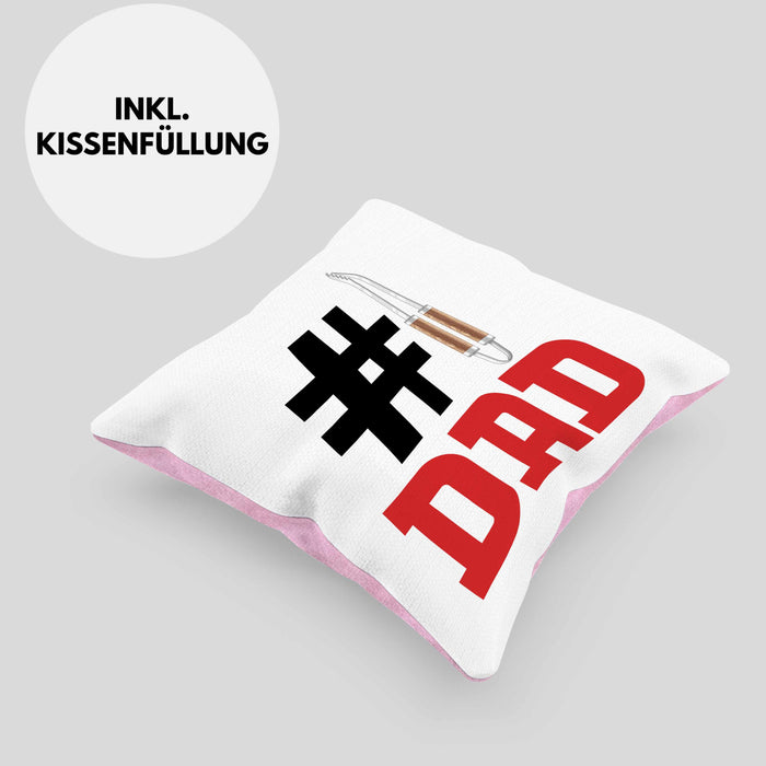 Grillen Nummer 1 Dad Vater Kissen mit Füllung 40x40 Geschenk Grillmeister Papa Geschenkidee Bester Papa Der Welt Vatertag Lustige Geschenkidee (Grau) Rosa Trendation