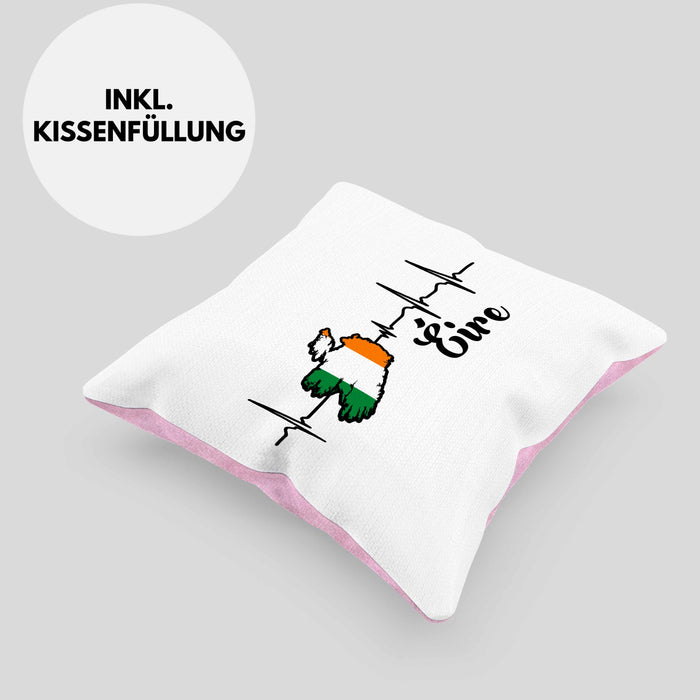 Irland Kissen mit Füllung 40x40 "Herzschlag Eire" Geschenk für Irland-Fans (Grau) Rosa Trendation
