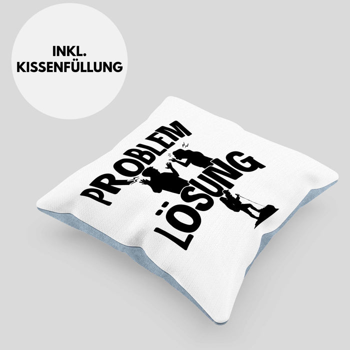 Wandern Kissen mit Füllung 40x40 Geschenk für Wandern Männer Geschenkidee Problem und Lösung Berge Wandern (Grau) Blau Trendation