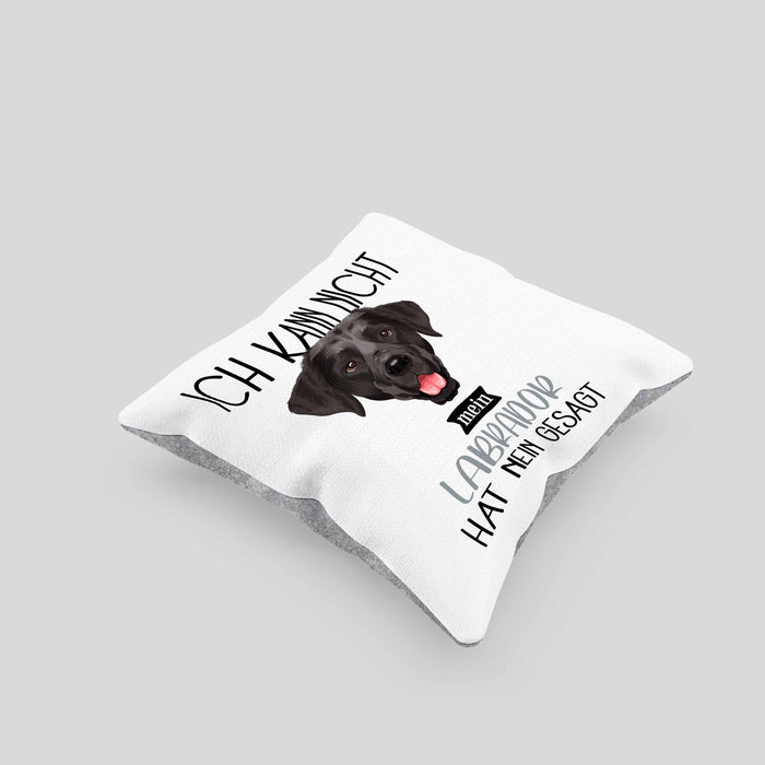 Labrador Besitzer Kissen mit Füllung 40x40 Geschenk Lustiger Spruch Geschenkidee Ich Kann Nicht Mein Labrador Hat Nein Gesagt (Grau) Grau Trendation