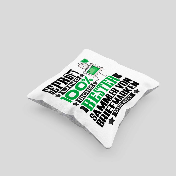 SammlervonBriefmarken Geschenk Lustiger Spruch für SammlervonBriefmarken Geschenkidee Bester SammlervonBriefmarken Der WeltKissen mit Füllung 40x40 (Grau) Grau Trendation