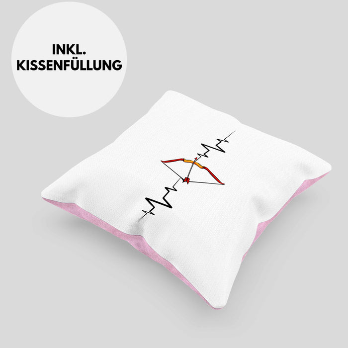 Lustige Bogenschütze Kissen mit Füllung 40x40 Geschenk für Pfeil & Bogen Enthusiasten Herzschlag Grafiken (Grau) Rosa Trendation