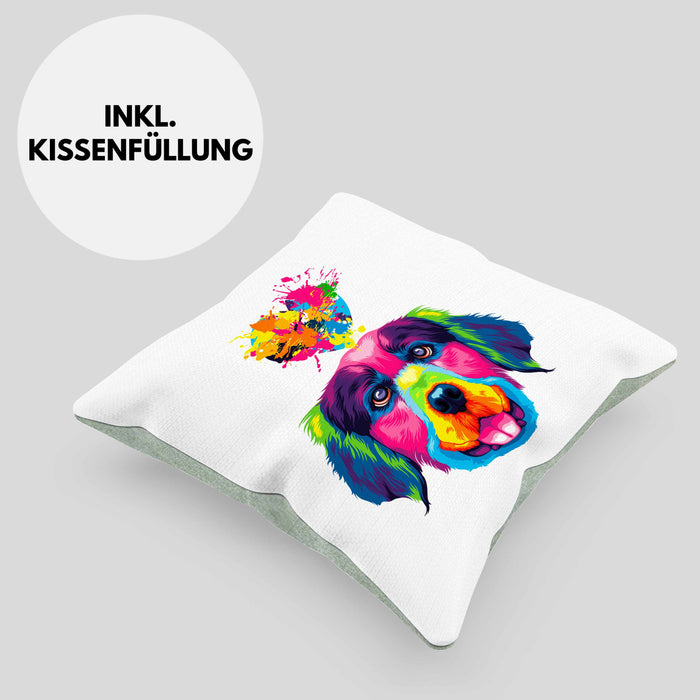 Golden Retriever Herz Farbe Besitzer Kissen mit Füllung 40x40 Geschenk Lustiger Spruch Geschenkidee Golden Retriever Liebhaber (Grau) Grün Trendation