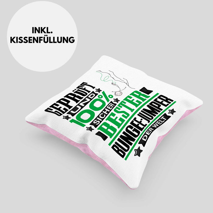 Bungee-Jumper Geschenk Lustiger Spruch für Bungee-Jumper Geschenkidee Bester Bungee-Jumper Der WeltKissen mit Füllung 40x40 (Grau) Rosa Trendation