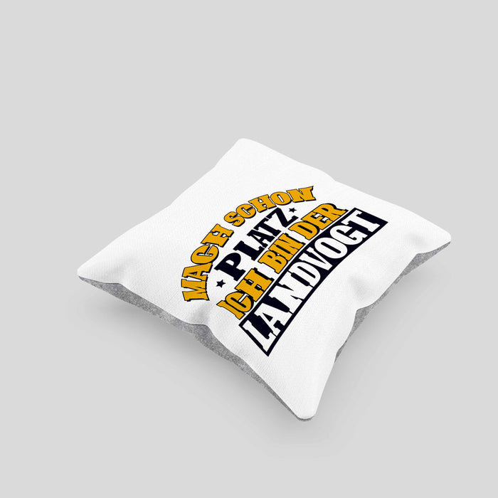Landvogt Kissen mit Füllung 40x40 Geschenk Lustiger Spruch Mach Schon Platz Ich Bin Der Landvogt Geschenkidee Geburtstag (Grau) Grau Trendation