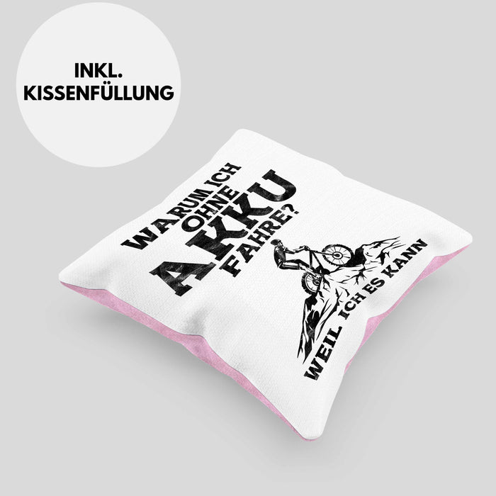 Lustige Geschenkidee Radfahrer Kissen mit Füllung 40x40 Anti-E-Bike Spruch (Grau) Rosa Trendation