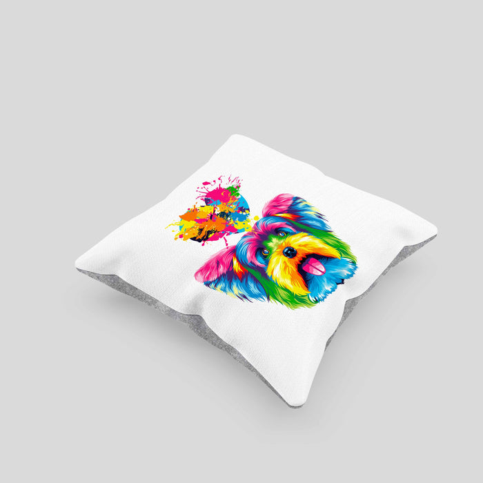 Yorkie Herz Farbe Besitzer Kissen mit Füllung 40x40 Geschenk Lustiger Spruch Geschenkidee Yorkie Liebhaber (Grau) Grau Trendation