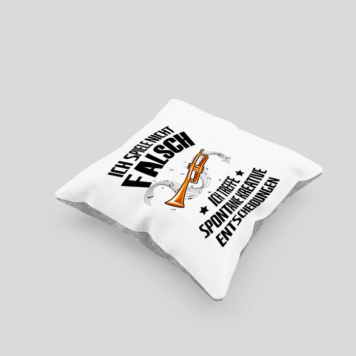 Kissen mit Füllung 40x40 Posaunist Geschenk Lustiges Geschenkidee Posaunen-Spieler (Grau) Grau Trendation