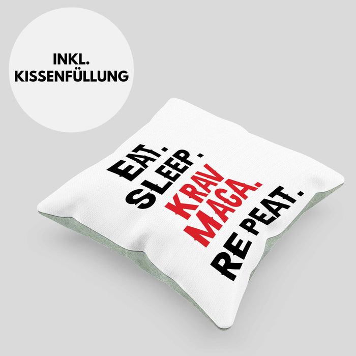 Krav Maga Kissen mit Füllung 40x40 Geschenk Kampfsportler Geschenkidee Selbstverteidigung (Grau) Grün Trendation