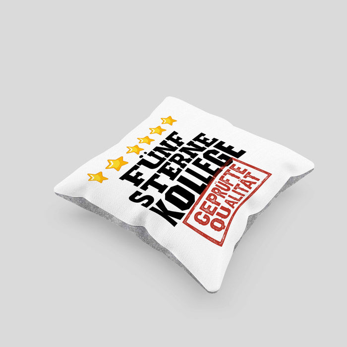 Bester Kollege Kissen mit Füllung 40x40 Geschenk für Besten Arbeitskollegen Lustiger Spruch 5 Sterne Kollege Geprüfte Qualität (Grau) Grau Trendation