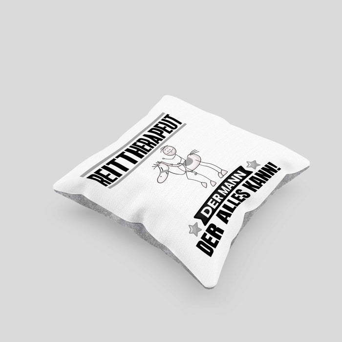 Reittherapeut Kissen mit Füllung 40x40 Geschenk für Reittherapeut Der Mann Der Alles Kann Geschenkidee zum Geburtstag (Grau) Grau Trendation
