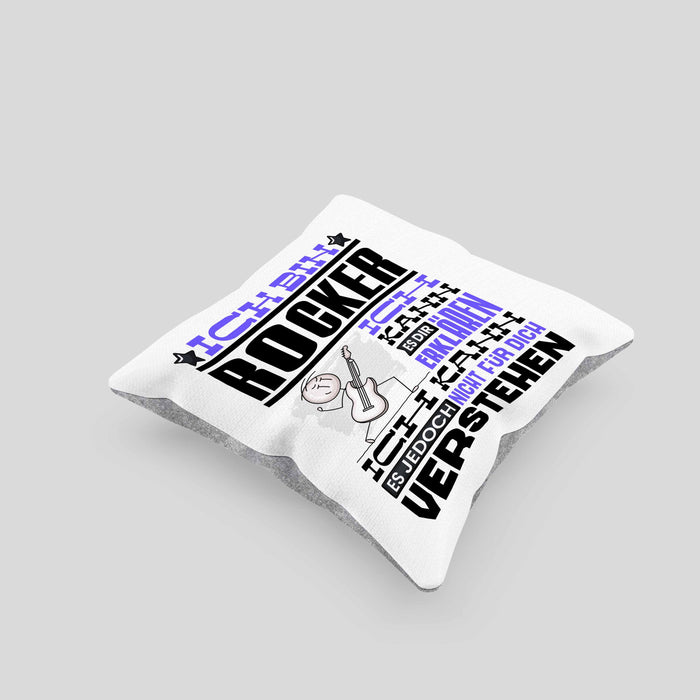 Rocker Geschenk Kaffee-Kissen mit Füllung 40x40 Geschenkidee für Rocker Ich Bin Rocker Ich Kann Es Dir Erklären Jedoch Nicht Für Dich Verstehen Spruch Lustig (Grau) Grau Trendation