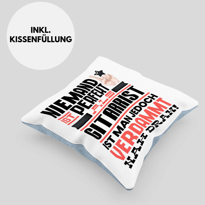 Gitarrist Geschenk Kissen mit Füllung 40x40 Lustige Geschenkidee für Gitarrist Geburtstag Niemand Ist Perfekt Aber Als Gitarrist Ist Man Nah Dran (Grau) Blau Trendation