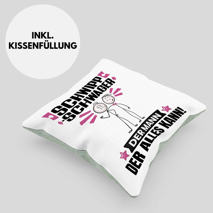Schwippschwager Kissen mit Füllung 40x40 Geschenk für Schwippschwager Der Mann Der Alles Kann Geschenkidee zum Geburtstag (Grau) Grün Trendation