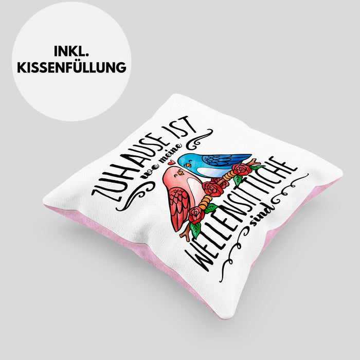 Lustige Kissen mit Füllung 40x40 Wellensittich Besitzer Zuhause Ist Wo Meine Wellensittiche Sind (Grau) Rosa Trendation