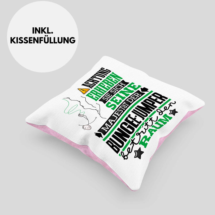 Bungee-Jumper Geschenk Kissen mit Füllung 40x40 Lustiger Spruch Erheben Sie Sich Der Bungee-Jumper Betritt den Raum (Grau) Rosa Trendation