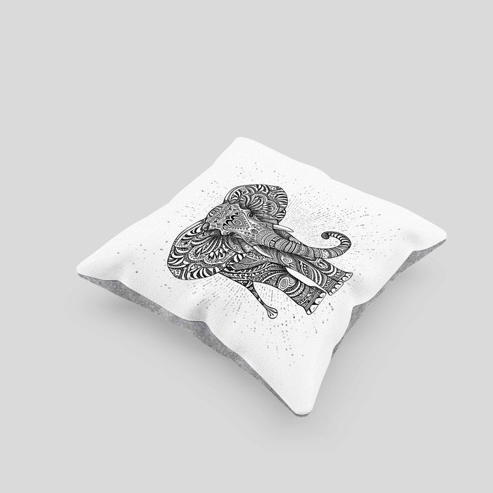 Elefant Kissen mit Füllung 40x40 Geschenk Für Elefanten-Liebhaber Geschenkidee Grafik Mandala (Grau) Grau Trendation