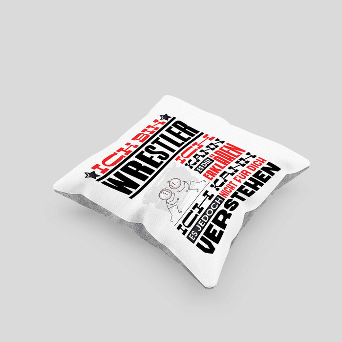 Wrestler Geschenk Kaffee-Kissen mit Füllung 40x40 Geschenkidee für Wrestler Ich Bin Wrestler Ich Kann Es Dir Erklären Jedoch Nicht Für Dich Verstehen Spruch Lustig (Grau) Grau Trendation