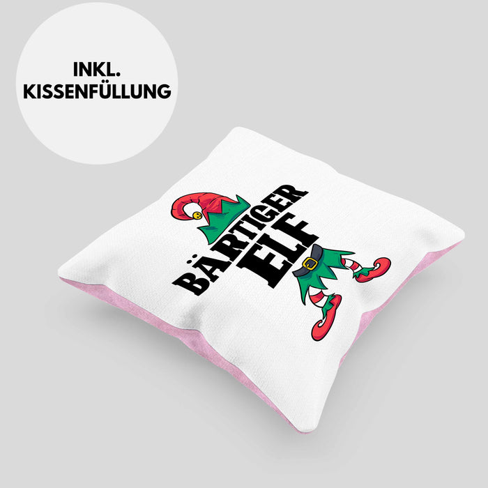 Bart Kissen mit Füllung 40x40 Geschenk Lustiger Spruch Bartträger Bärtiger Elf Geschenkidee Geburtstag (Grau) Rosa Trendation