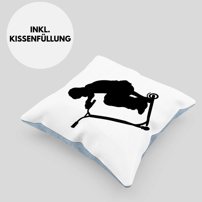 Scooter Roller Fahrer Geschenk Kissen mit Füllung 40x40 Scooterfahrer Geschenkidee Scooting Geschenkidee Jungs Profi Scooterfahrer Stunt (Grau) Blau Trendation