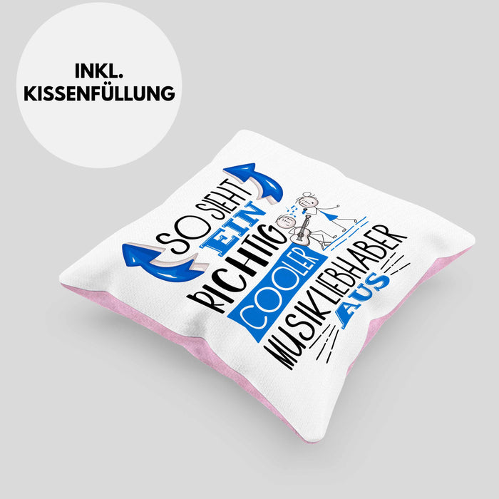 So Sieht Ein Richtig Cooler Musikliebhaber Aus Geschenk Kissen mit Füllung 40x40 Lustiger Spruch Geschenkidee (Grau) Rosa Trendation