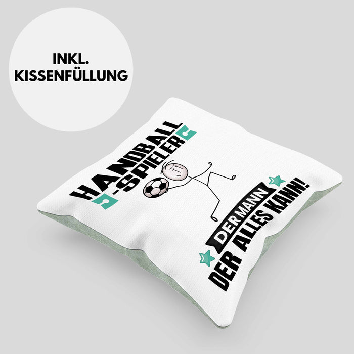 Handballspieler Kissen mit Füllung 40x40 Geschenk für Handballspieler Der Mann Der Alles Kann Geschenkidee zum Geburtstag (Grau) Grün Trendation
