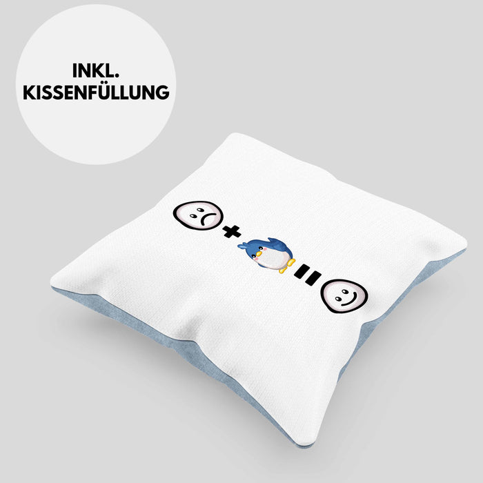 Vogel Kissen mit Füllung 40x40 Geschenk für Vogel Liebhaber :( + Vogel = :) Lustige Geschenkidee Geburtstag (Grau) Blau Trendation