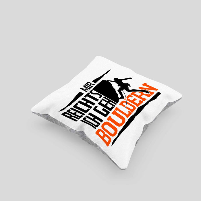 Klettern Kissen mit Füllung 40x40 Geschenk mit Bouldern Motiv Mir Reichts Ich Geh Bouldern (Grau) Grau Trendation