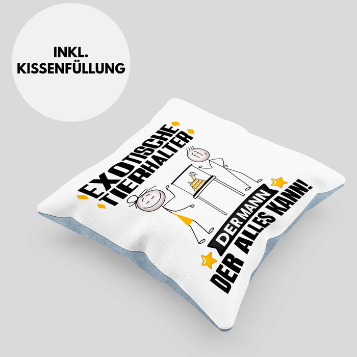 ExotischeTierhalter Kissen mit Füllung 40x40 Geschenk für ExotischeTierhalter Der Mann Der Alles Kann Geschenkidee zum Geburtstag (Grau) Blau Trendation