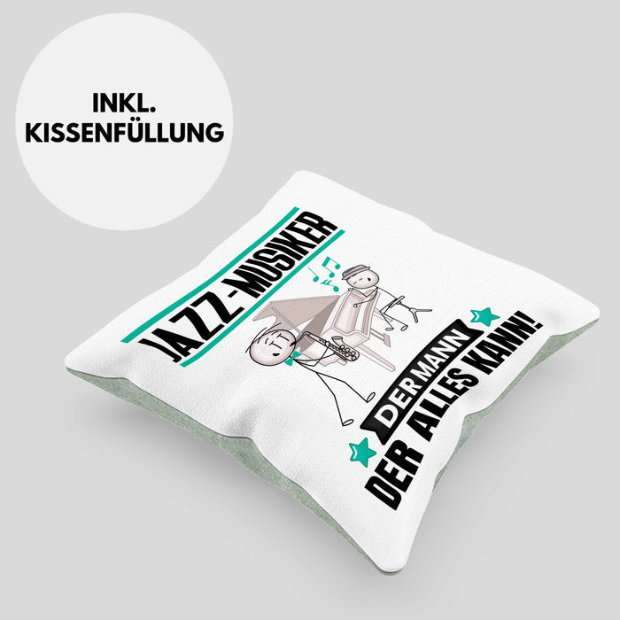 Jazz-Musiker Kissen mit Füllung 40x40 Geschenk für Jazz-Musiker Der Mann Der Alles Kann Geschenkidee zum Geburtstag (Grau) Grün Trendation