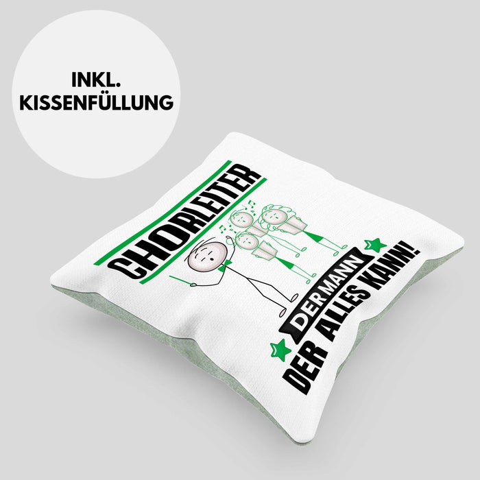 Chorleiter Kissen mit Füllung 40x40 Geschenk für Chorleiter Der Mann Der Alles Kann Geschenkidee zum Geburtstag (Grau) Grün Trendation