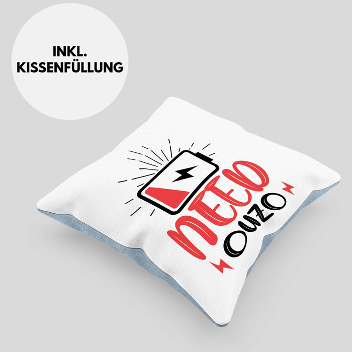 Need Ouzo Kissen mit Füllung 40x40 Geschenk Griechenland Geschenkidee (Grau) Blau Trendation