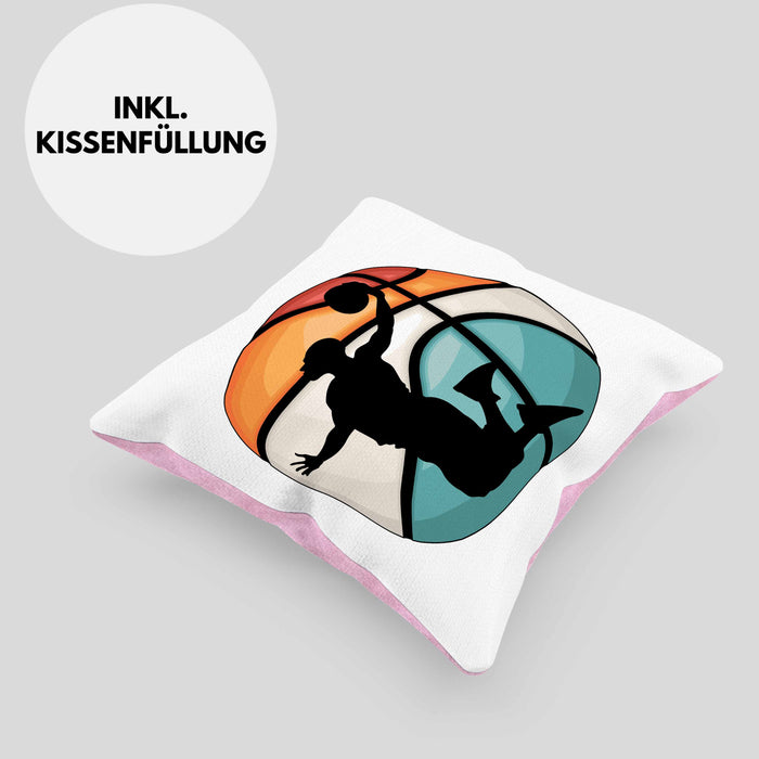 Basketball Kissen mit Füllung 40x40 Geschenk Basketballspieler Trainer Geschenkidee Lustige Kissen mit Füllung 40x40 Basketballer Jungs Jungen Coach (Grau) Rosa Trendation