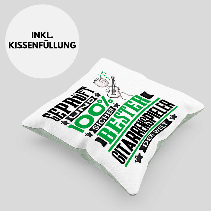 Gitarrenspieler Geschenk Lustiger Spruch für Gitarrenspieler Geschenkidee Bester Gitarrenspieler Der WeltKissen mit Füllung 40x40 (Grau) Grün Trendation